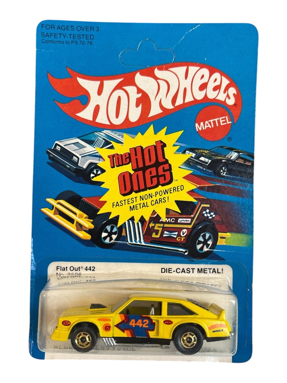 Hot Wheels Mattel The Hot Ones Flat Out 442 Kids Toy Car - Yellow 1980 Hong Kong